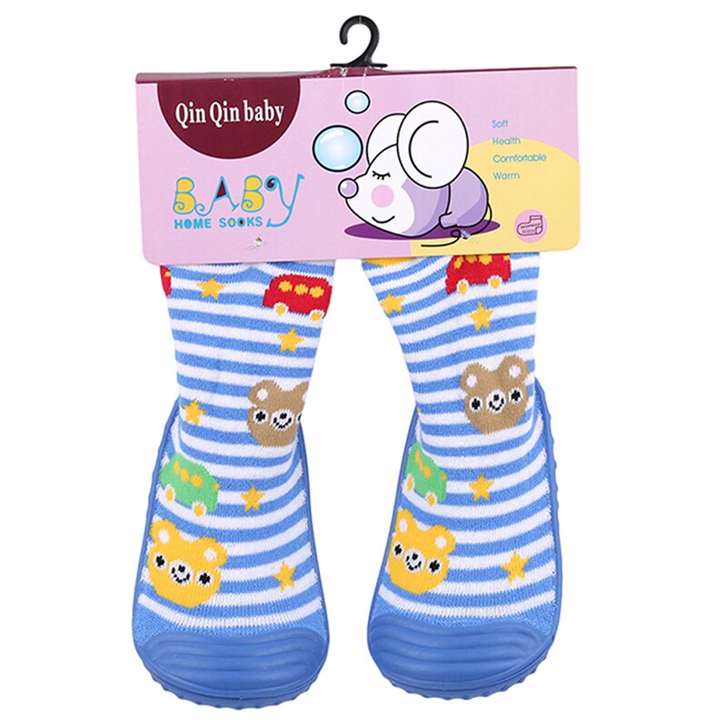 Chaussettes antidérapantes pour -nés, avec semelles en caoutchouc, chaussures pour enfants, premiers pas, en coton, pour bébés garçons et filles