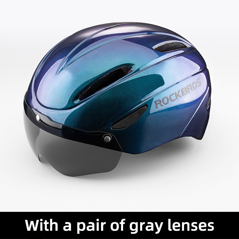 Rockbros Fiets Helm Eps Integraal Gegoten Ademend Fietshelm Mannen Vrouwen Goggles Lens Mtb Racefiets Helm Accessoires: WT-018S-CP