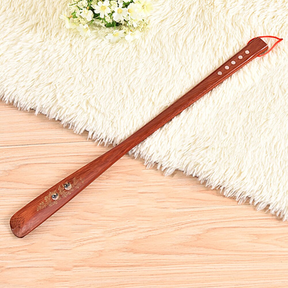 Wooden Shoe Horn Home Portable Lifter Stick Hanging Loop Durable 55cm Practical Useful Long Handle Red Flexible