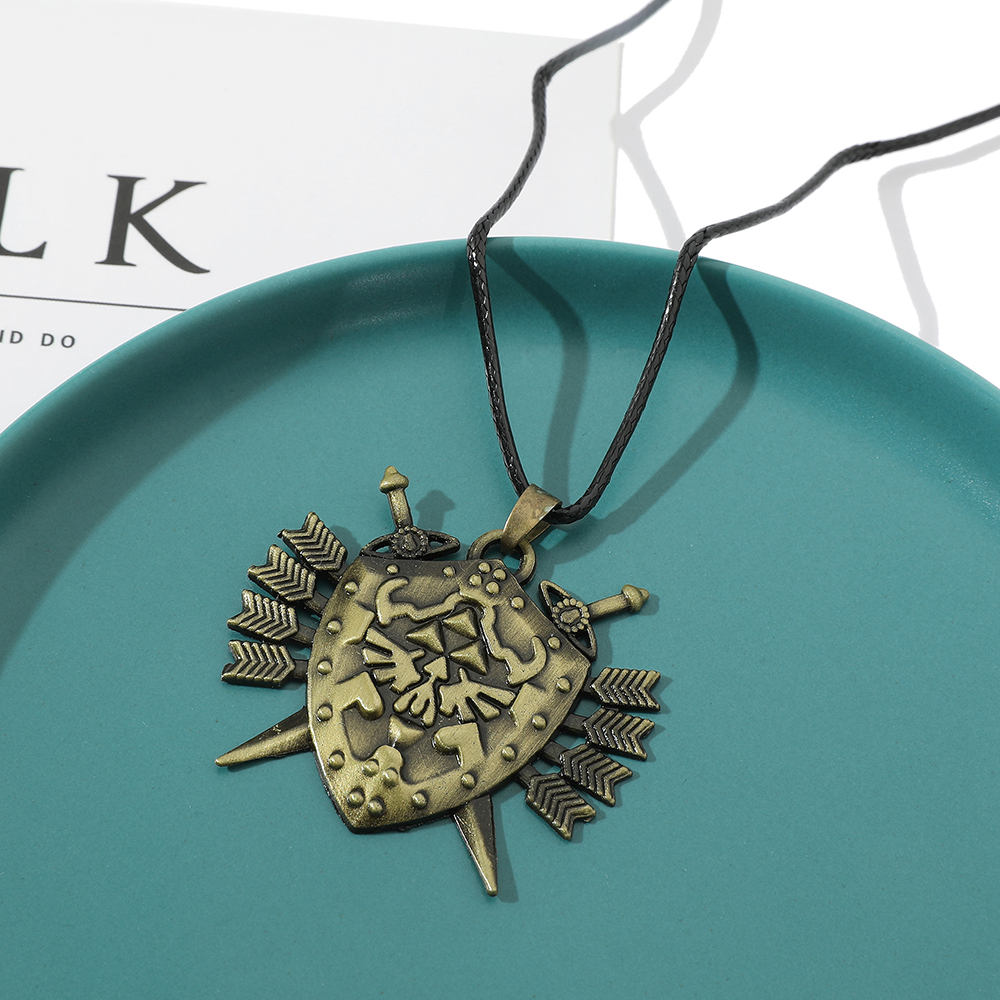 La légende du collier bouclier hylian oeil de Sheikah masque de Majora épée triforce symbole pendentif Zelda larmes du royaume: GRIS