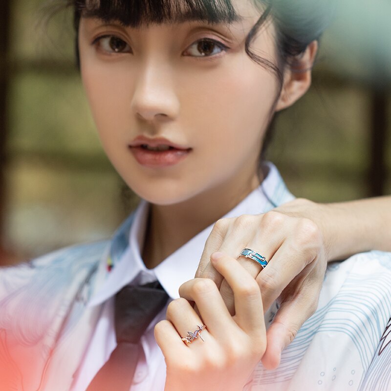 Thaya autêntico 925 anel de prata azul gotejamento óleo prata anéis abertos tamanho livre ajustável dedo anéis para a moda feminina jóias