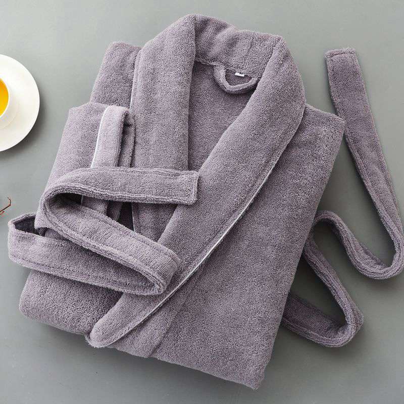 Morgonrock herr bomull vinterfrotté morgonrock herr par pyjamas handduk sovkläder kimono badrockar morgonrock herr badrock: Grå / Xl