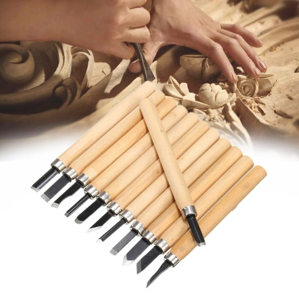 12 Stuks Professionele Houtsnijwerk Beitel Mes Hand Tool Set Voor Basic Gedetailleerde Carving Houtbewerkers Gutsen