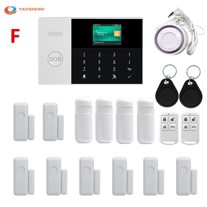 433Mhz Wifi Gsm Alarmsysteem Motion Sensor Sim Sms Gprs Tft Lcd Touch Toetsenbord Bedraad Draadloze Beveiliging alarm Kits