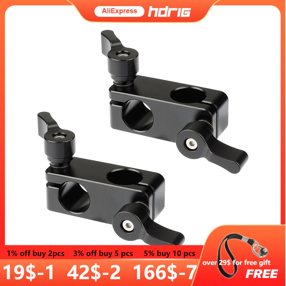 HDRIG 90-Degree Rod Rig Adapter Clamp (Black, 2-Piece) with Two Holes for DSLR Photo Studio Accessories