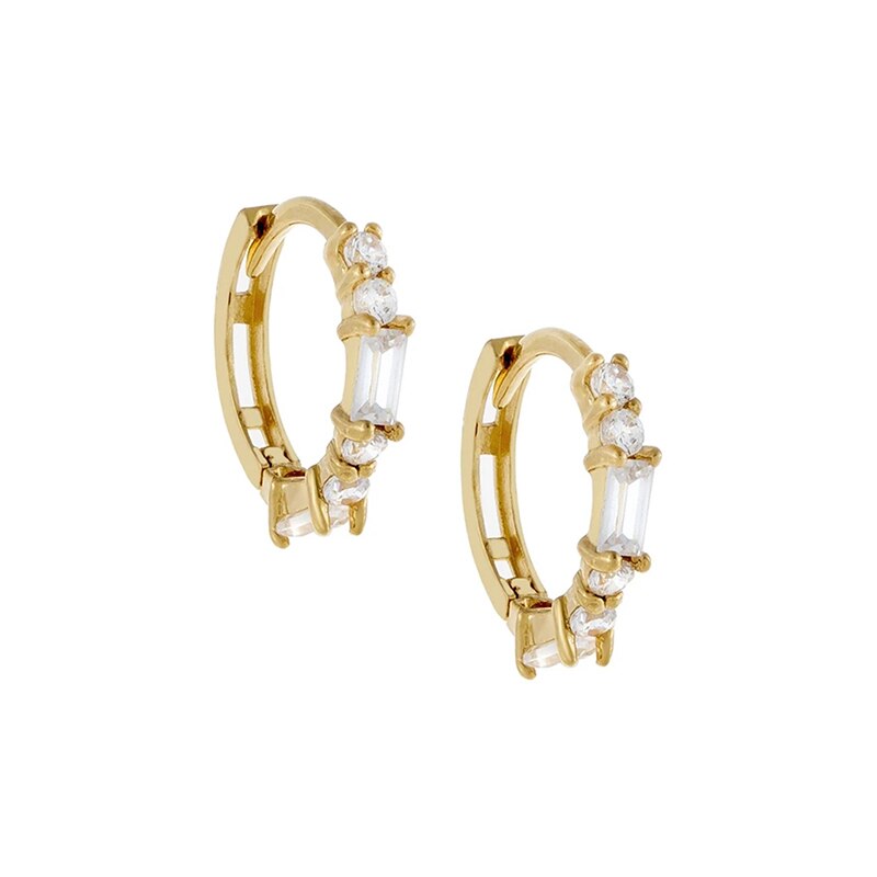 solido 925 sterlina d'argento frizzante cubo Zirconia Pendientes Orecchini A Cerchio per le Ragazze Dei Ragazzi Festa di Anniversario Regalo Gioielleria Raffinata: oro color1