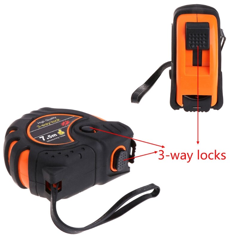3m 5m 7.5m -proof leather case steel telescopic tape measure 3-way locking metric rubber tape rule Rule 63HF