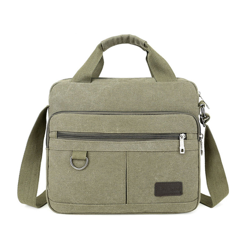 Scione lærred kontor skuldertasker multifunktion skole rejse messenger taske vintage tasker crossbody pack: Grøn