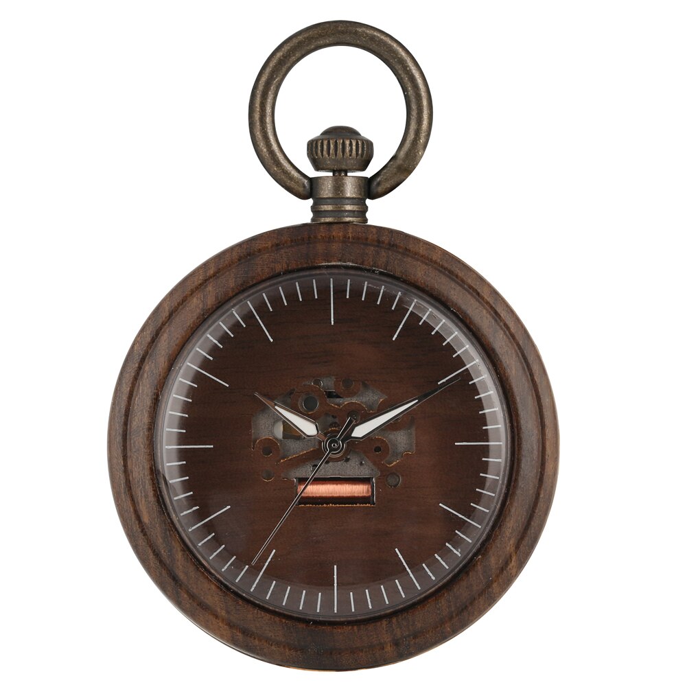 Ebony Quartz Pocket Watch for Men Special Hollow-out Pocket Watches Excellent Luminous Pointers Pendant Watch