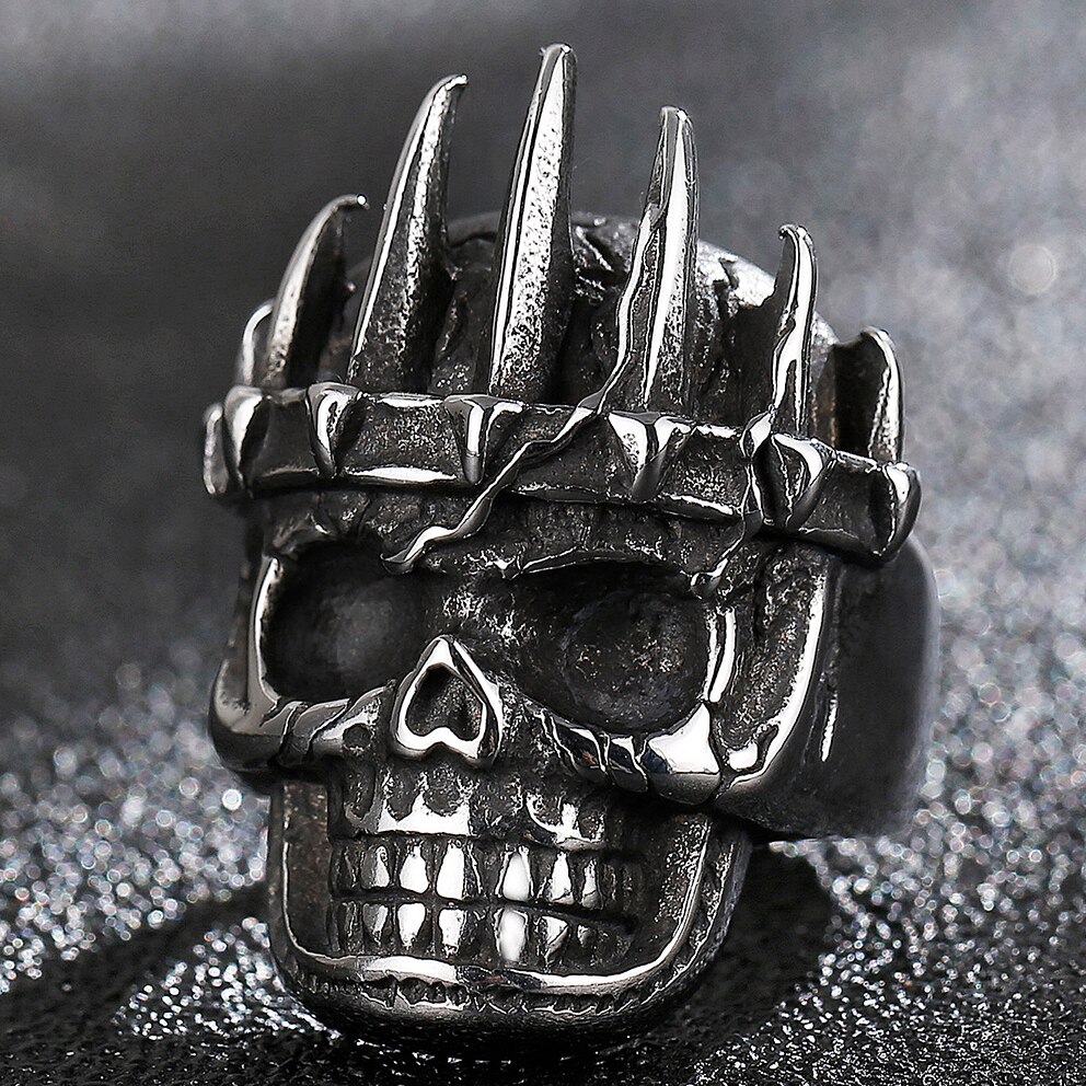Mens Gothic Sieraden 316L Roestvrij Stalen Ringen Voor Mannen Punk Death Head Demon Skull Ring Rock En Roll Voor halloween