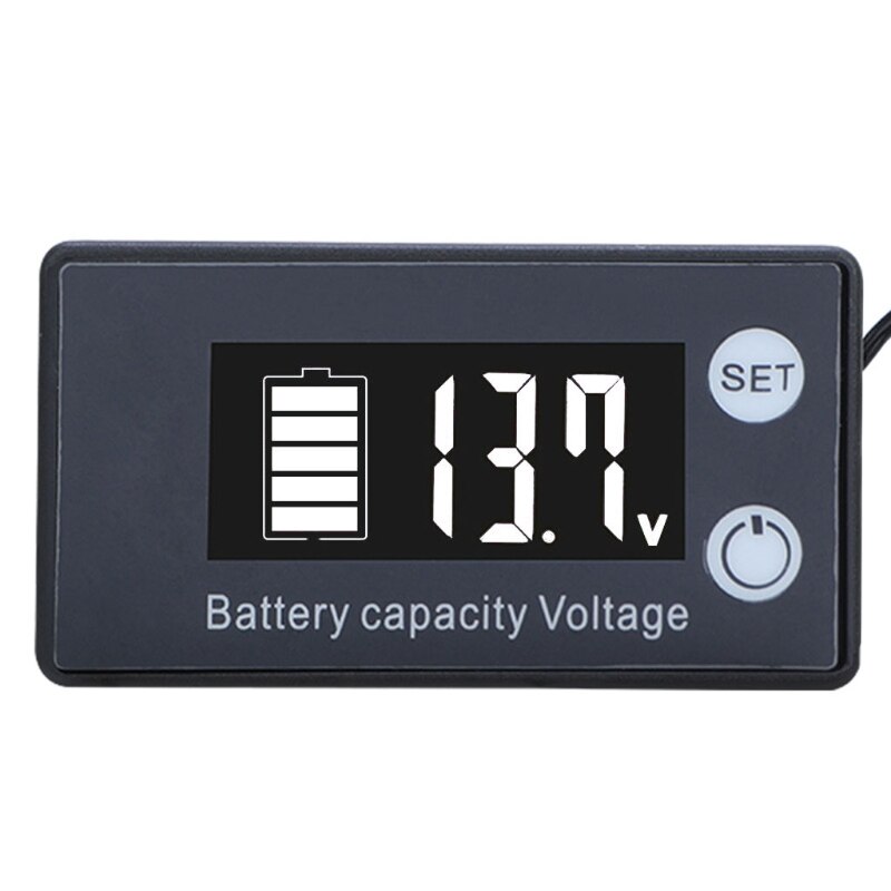 Battery Charge Level Indicator DC 7-70V Lithium Battery Capacity Meter Voltmeter: White