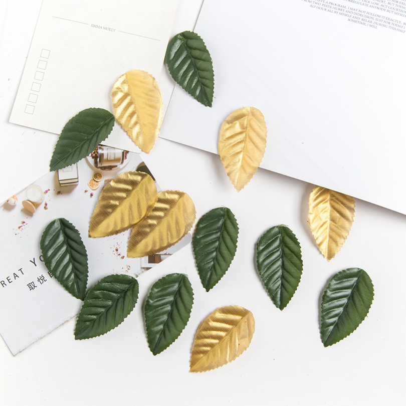 200 Uds rosas de seda hoja verde álbum de recortes de boda decoración del hogar Diy arreglo de flores hecho a mano accesorios plantas artificiales