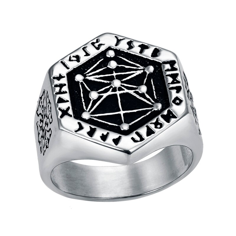 Stainless Steel Rings for man Nordic mythology Viking Rune Index Ring Gold Color Ring jewelry: 7 / Silver