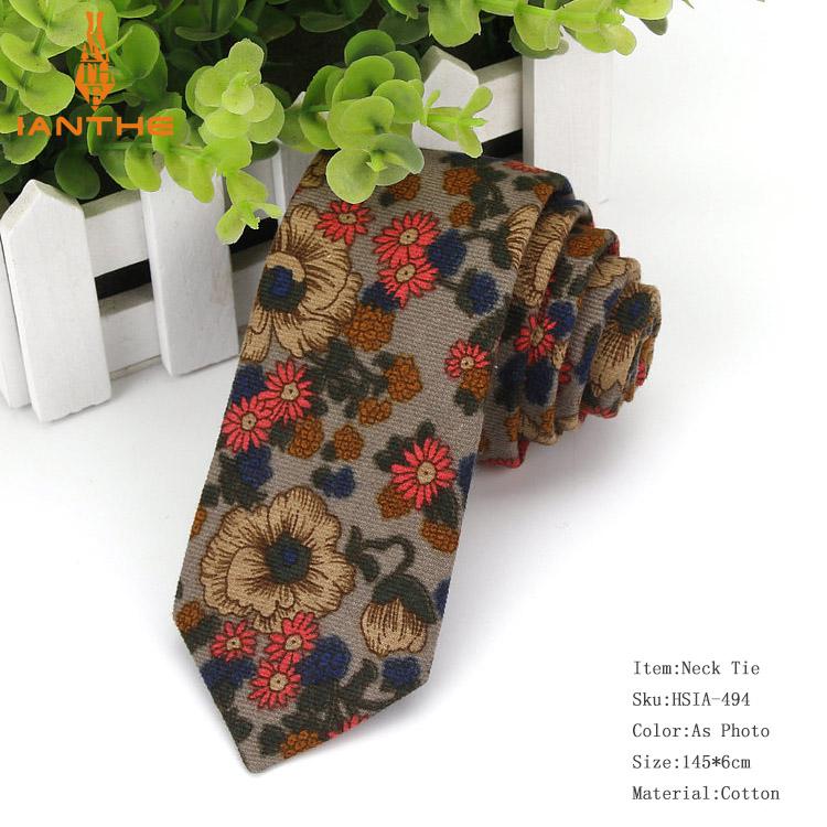Slips til mænd afslappet bomuldshalsbånd til bryllup cravat slips til tynde slanke klassiske print slips: Ia494