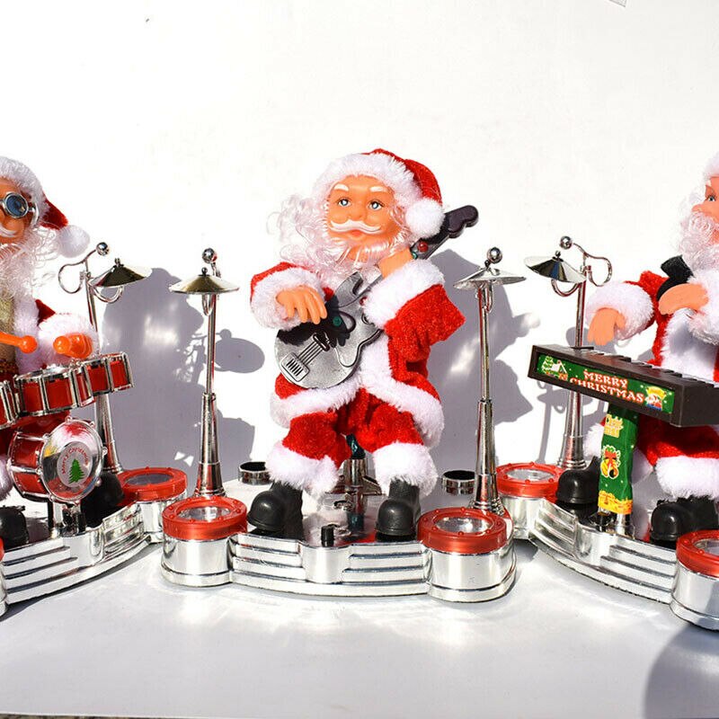 Musique poupée décorations de noël père noël jouer la guitare enfants jouets