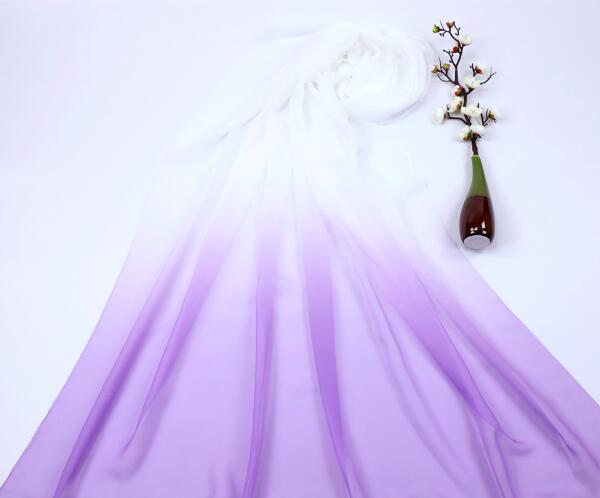 Ombre chiffong tyg tunn mjuk färgad dans klänning andas flytande diy klänning tyg: Ljuslila