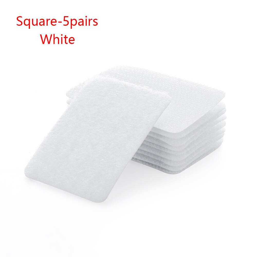 5Pairs Zelfklevende Sluiting Tape Magic Sticker Sterke Lijm Haak Lus Tape Tapijt Sofa Antislip Holder Thuis gadget: white Square