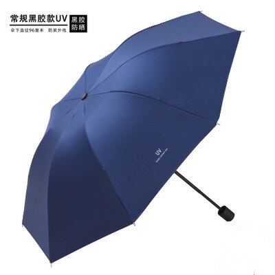 1ps Anti-Uv ins frauen stil Automatische Regenschirm 3-fach Sonnig regenschirm Beschichtung Regen Schicht Winddicht Tragbare Regenschirme 50%: Regular navy blue