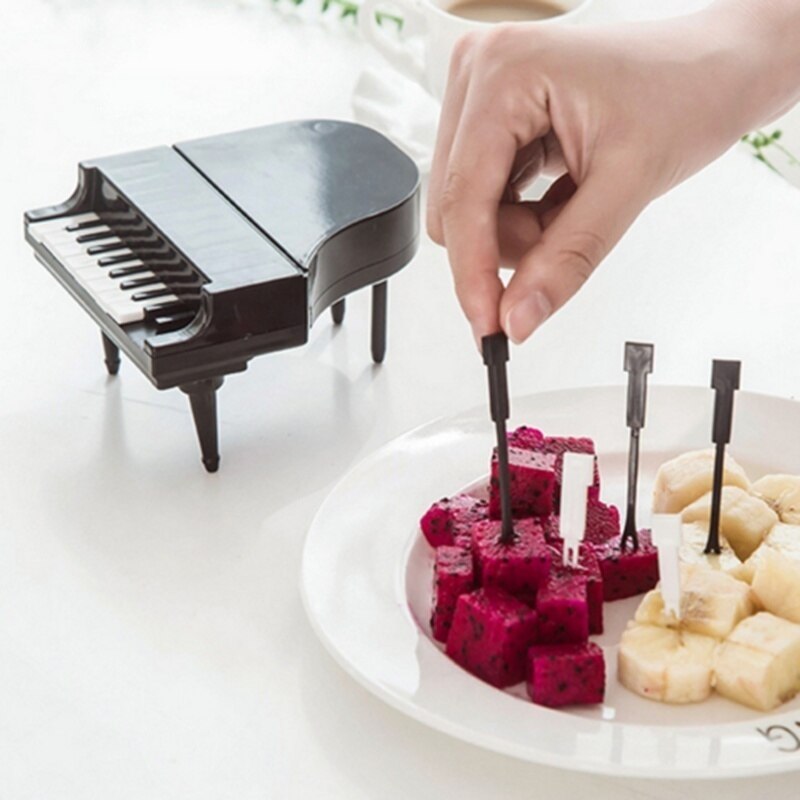 10 unids/set Piano de la fruta tenedor Piano teclado Tenedor de plástico postre para niños de pastel de Forks selecciones accesorios de cocina y Bar