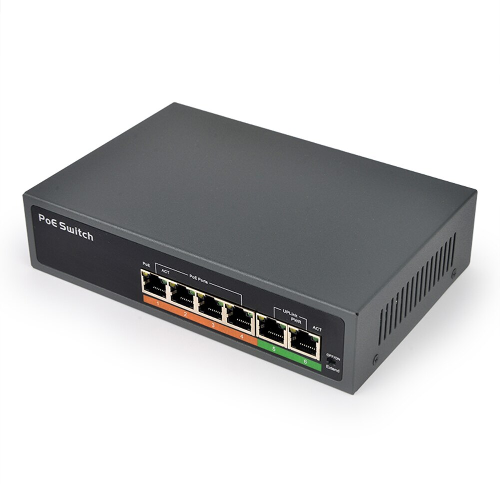 10/100 Mbps 4 2 Poorten Smart Netwerk Switcher RJ45 Injector Snelle Schakelaar Met Interne Power 65W 48V Poe schakelaar: EU