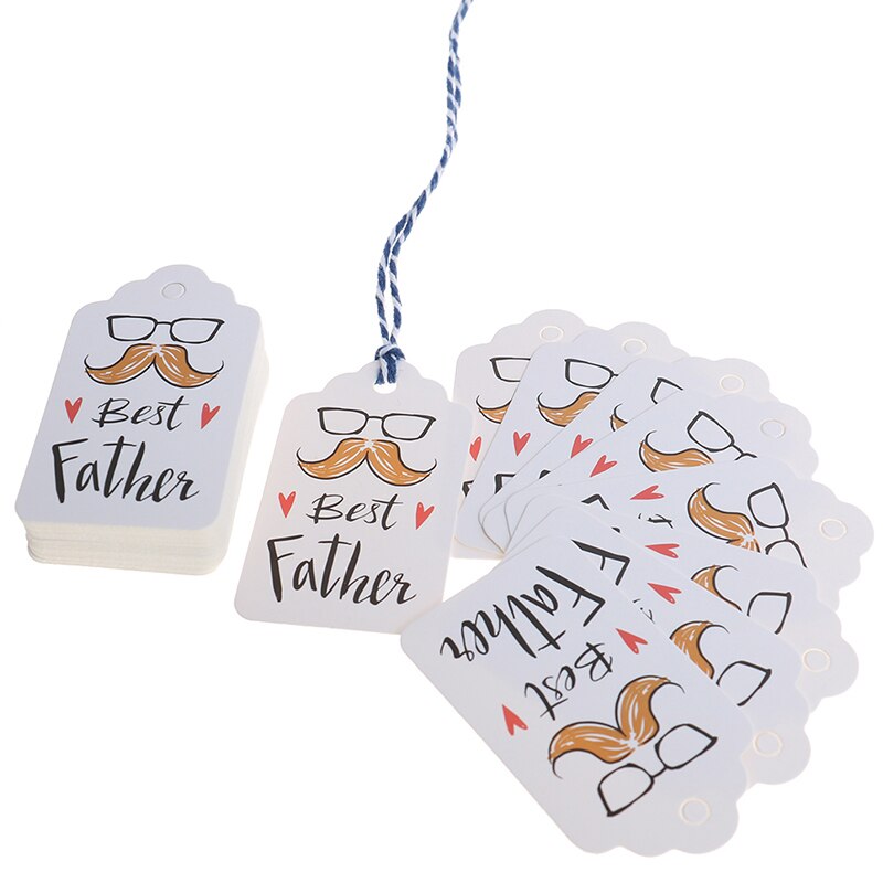 Juego de 50 unidades para el mejor día del padre, marcapáginas pintado, colgante con etiqueta