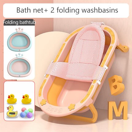 Antiderrapante dobrável portátil plástico pequeno da banheira do banho da criança da banheira do bebê antiderrapante com almofada do bebê por 0-5 anos: pink5