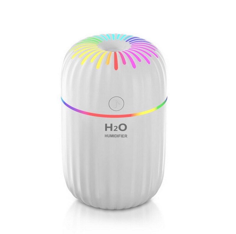 300ml Portable Air Humidifier Aroma Diffuser Household USB Ultrasonic Diffuser Essential Oil Mist Maker With LED Light: white