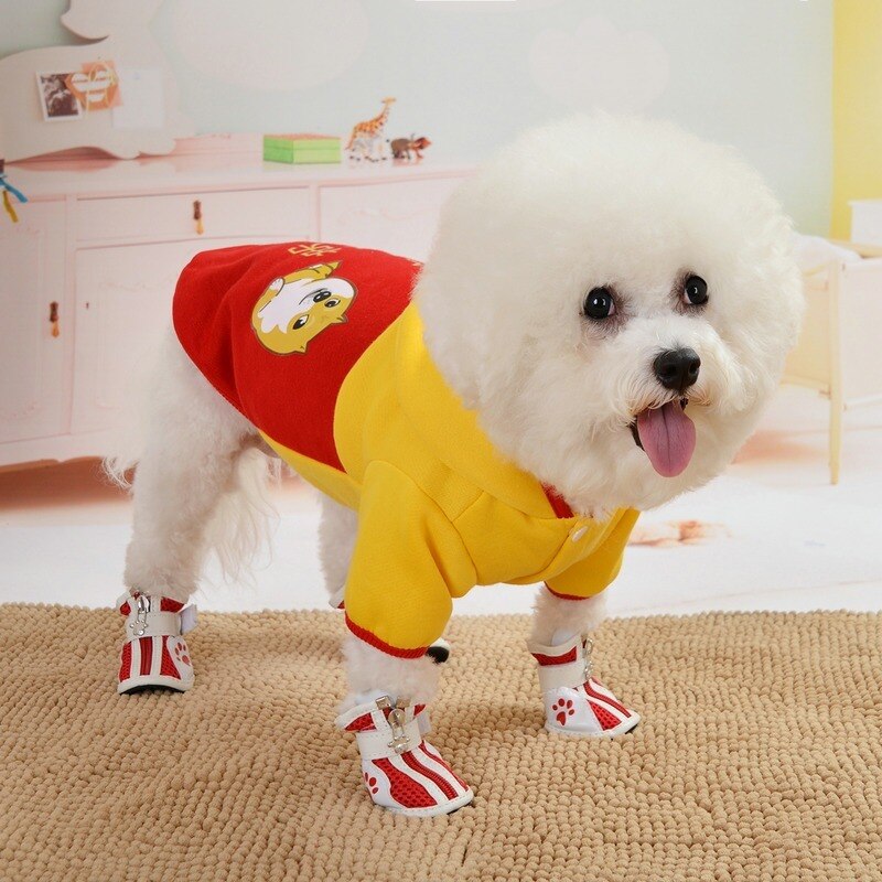 Moda roupas para cães de inverno quente cães hoodies de duas pernas mais grosso engraçado carta outfits imprimir pequeno filhote de cachorro vermelho menina ropa para perro