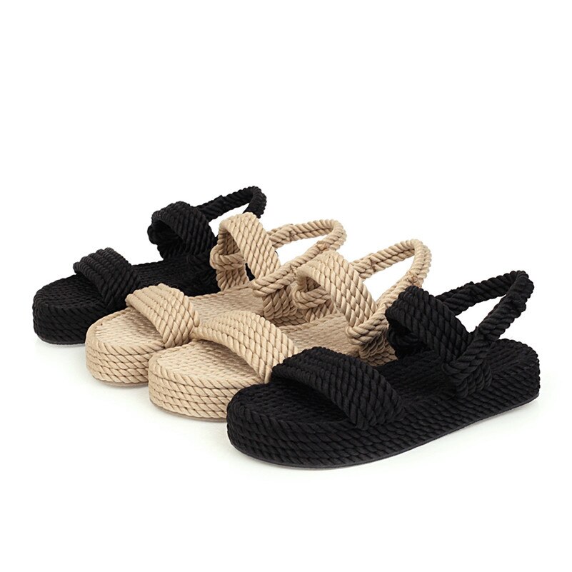 Meotina été sandales chaussures femmes Espadrille plate-forme chaussures de plage décontracté bout ouvert sandales chaussures pour dames grande taille 35-43