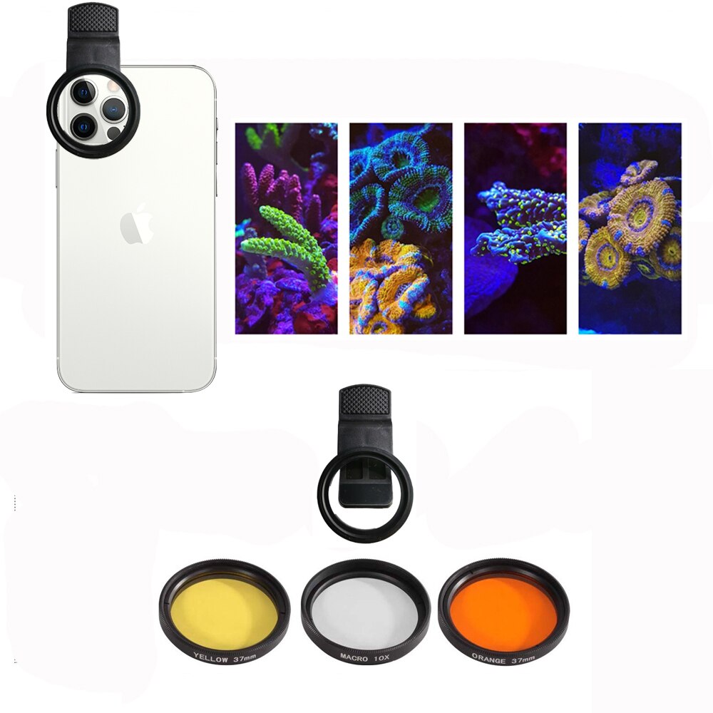 Objectif pour Aquarium, eau salée Marine, corail, récif, caméra, filtres, Macro, pour poissons, Terrarium aquatique: Coral lens kit