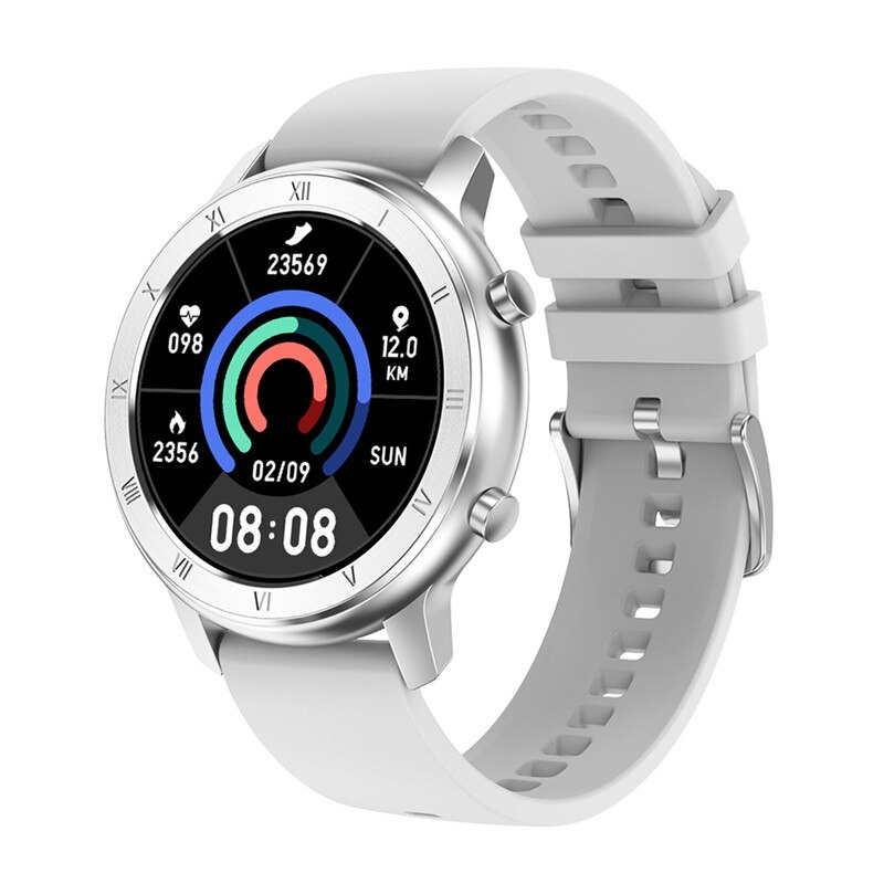 DT NO.1 montre intelligente femmes hommes ECG PPG surveillance de la fréquence cardiaque SPO2 pression artérielle IP68 étanche Fitness Tracker dame poignet intelligent: Silver Silicone Band