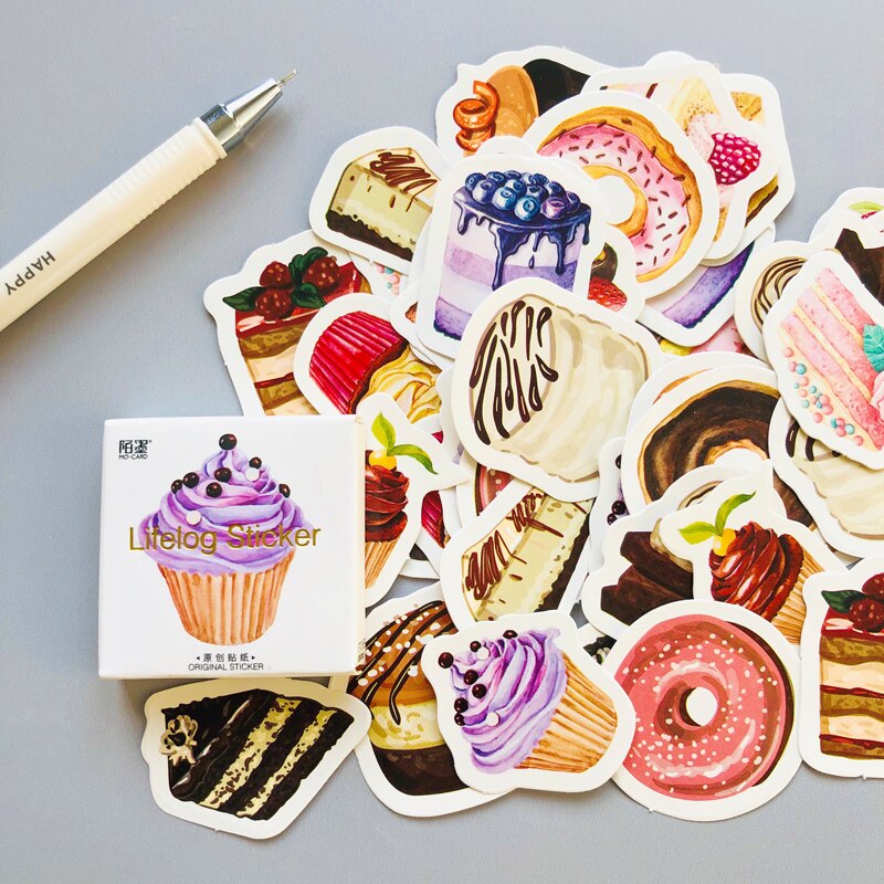45pcs /Box Sweet Cake Dessert Adhesive Stickers Decorative Stick Label
