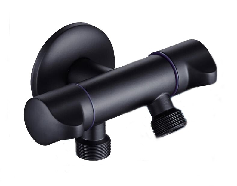 Vanne de bidet à double sortie à entrée unique | En laiton de couleur noire, vanne d'angle à trois voies et double sortie BD988