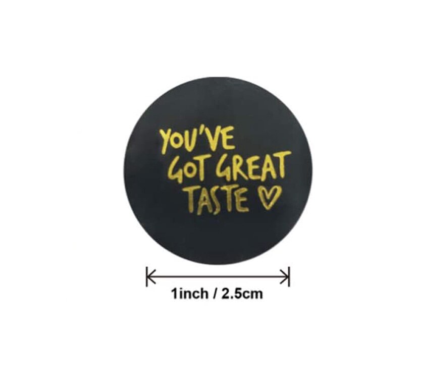 Je Hebt Grote Smaak Stickers Zwarte Achtergrond Goudfolie Visitekaartje Dank U Stickers 500 Stuks Etiketten Stickers