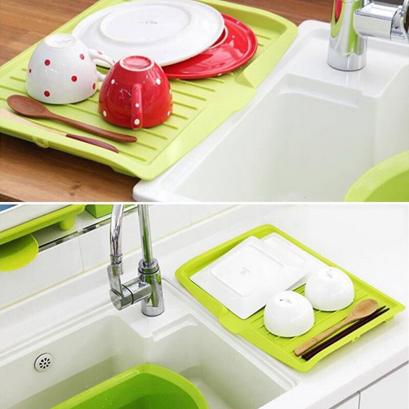 Grote Wastafel Droogrek Werkblad Opslag Rack Organizer Keuken Afdruiprek Lade Bestek Drip Plaat Gootsteen Keuken Plastic Schotel