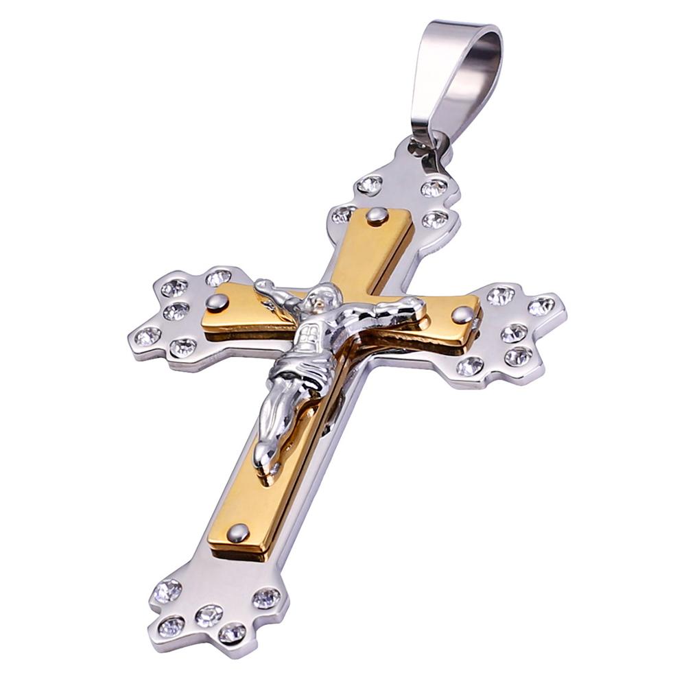 Klassieke Religieuze Jesus Cross Crystal Titanium Staal Hanger Mode Duurzaam Eco-vriendelijke Te Dragen EcoHG14058