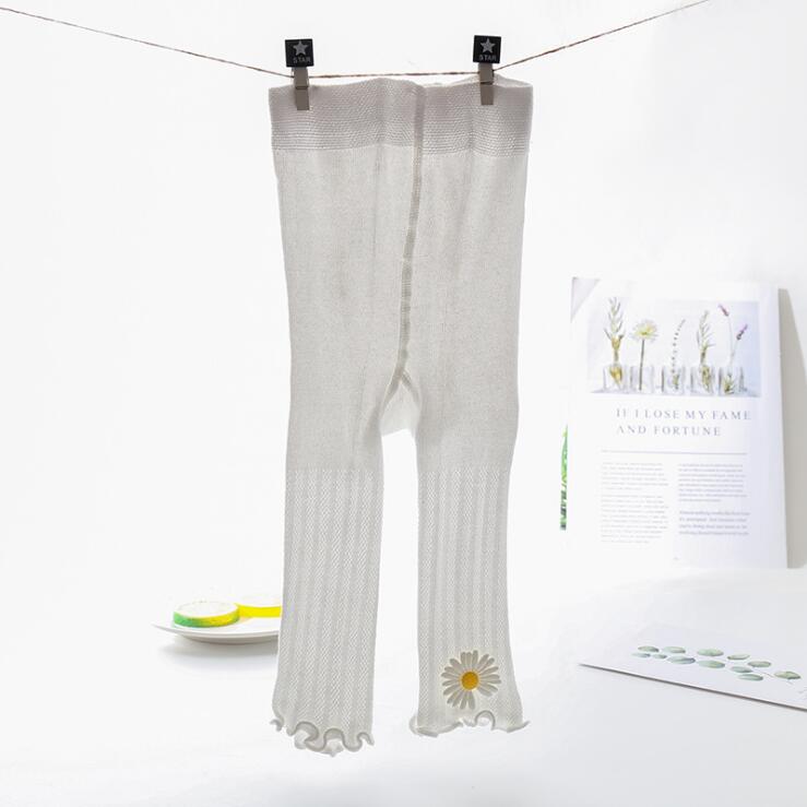 Barn bebis flickor leggings tunna anti-myggblomma solida ruched byxor toddler nio pnats barn casual strumpbyxor strumpa 6m-4y: A / 6-12m