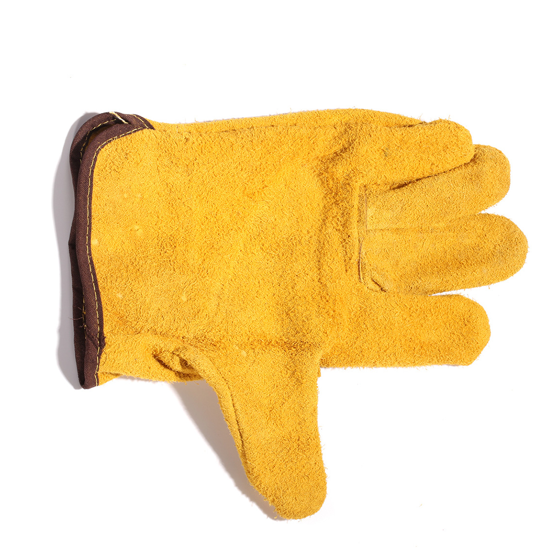 Pair Yellow Short Gloves Leather Hand Glove for Welding Smelting Work Protection