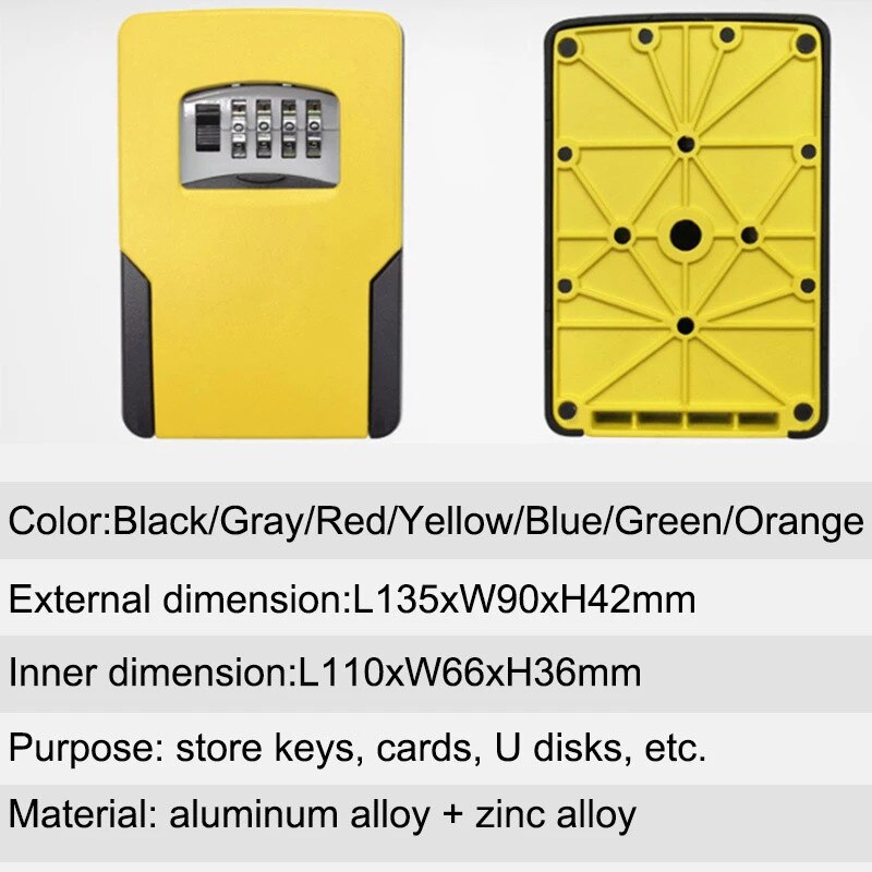 Key Safe Box Big Space Outdoor Wall-mounted Keys Storage Box Four Password Lock Home Office Company Security Organizer Boxes