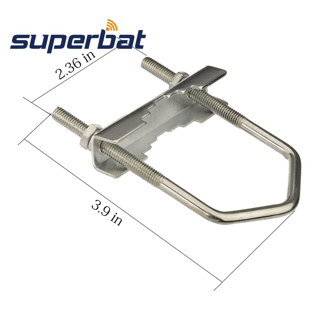 Superbat U Bolt Clamp 3.9" High x 2.36" Wide Mast Clamp Support Bracket Mast Pipe Bracket Connection Assembly