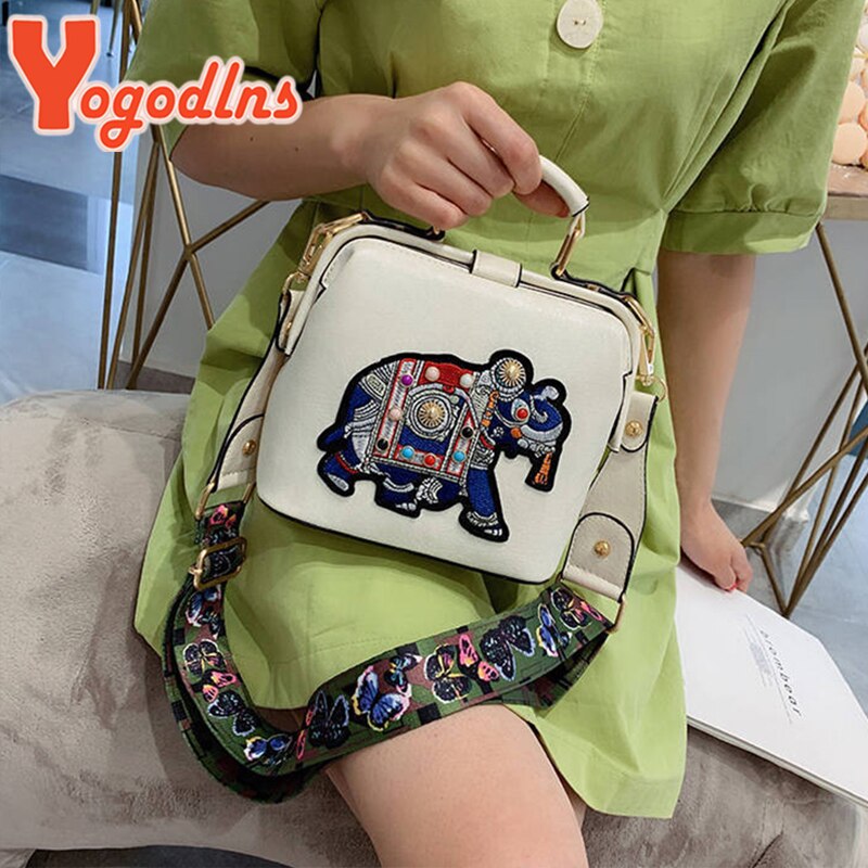 Yogodlns – sac à bandoulière en cuir PU pour femmes, sac à main Vintage brodé éléphant de styliste, bourse pour dames