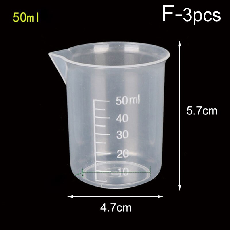 20ml/30ml/50ml/300ml/500ml/1000ml Clear Plastic Graduated Measuring Cup for Baking Beaker Liquid Measure Jug Cup Container: F-3pcs