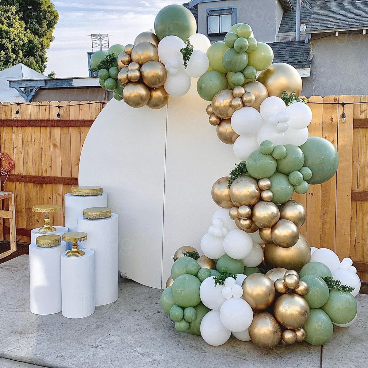 QIFU Grün Weiß Gold Ballon Girlande Bogen Bausatz Safari Dschungel Geburtstag Party Dekor freundlicher Hochzeit Geburtstag Ballon Baby Dusche Dekor