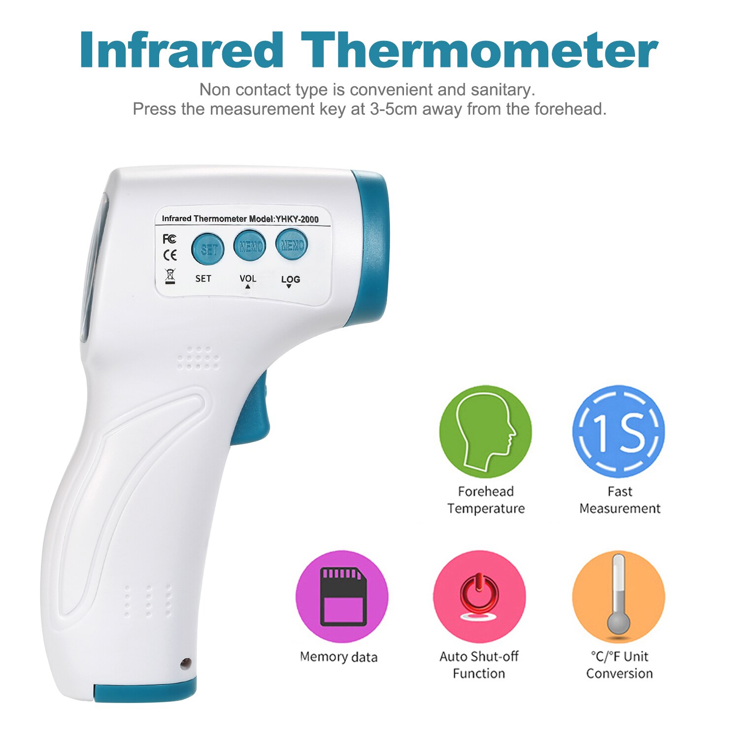 Digitale Infrarood Voorhoofd Thermometer Lcd Ir Thermometer Non-contact Ir Infrarood Thermometer Temperatuur Meter Met Koorts Alarm