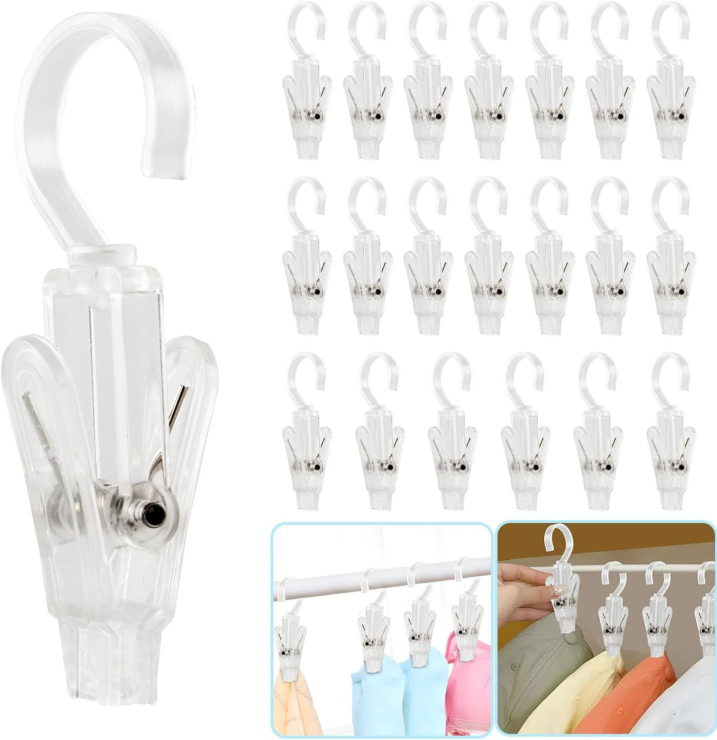 5 Stück Wäsche haken mit Clips super starke Kleiderbügel clips Kunststoff Home Travel drehbar hängenden Kleiderbügel Schrank Organizer für Kleidung