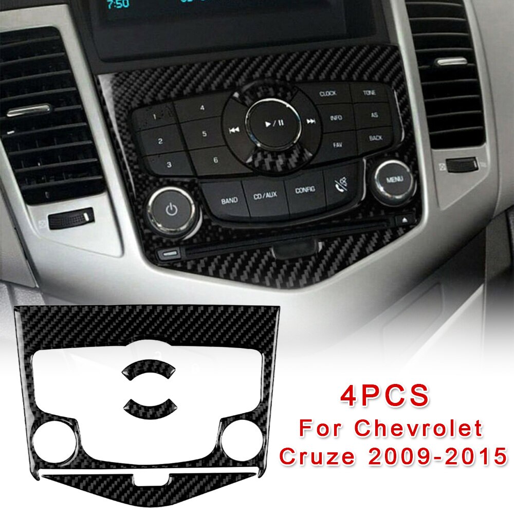 4Pcs Cover Versieringen Koolstofvezel Interieur Cd Panel Decal Stickers Decor Auto