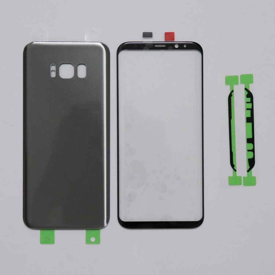 Front Touch Panel Outer Lens+Rear Battery Door Back Glass Housing Cover + Adhesive For Samsung Galaxy S8 G950 S8 + G955 S8 Plus