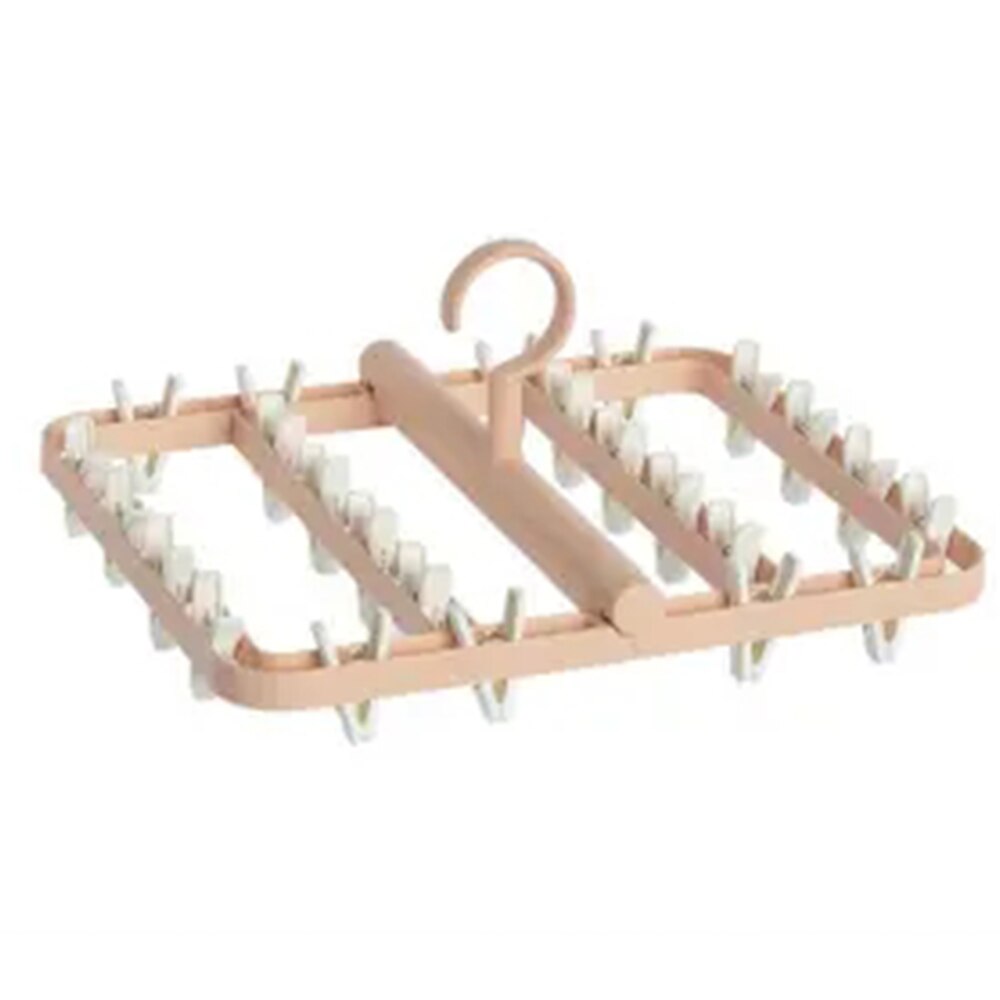 Crochet de cintre à clips multiples, rotation automatique, pour vêtements et chaussettes, crochet multifonction, pliable: pink