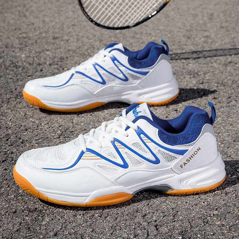 Sportschoenen voor dames en heren, lage, veterschoenen met dikke, schokabsorberende zool voor tafeltennis en badminton.