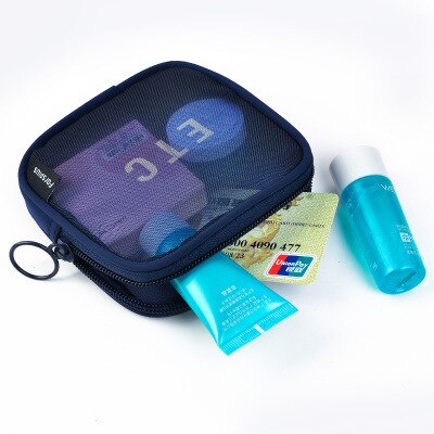 UOSC cosmético, bolso de las mujeres de la cremallera hacer transparente maquillaje carcasa organizador de almacenamiento de la bolsa neceser Kit de lavado de belleza bolsas: S blue